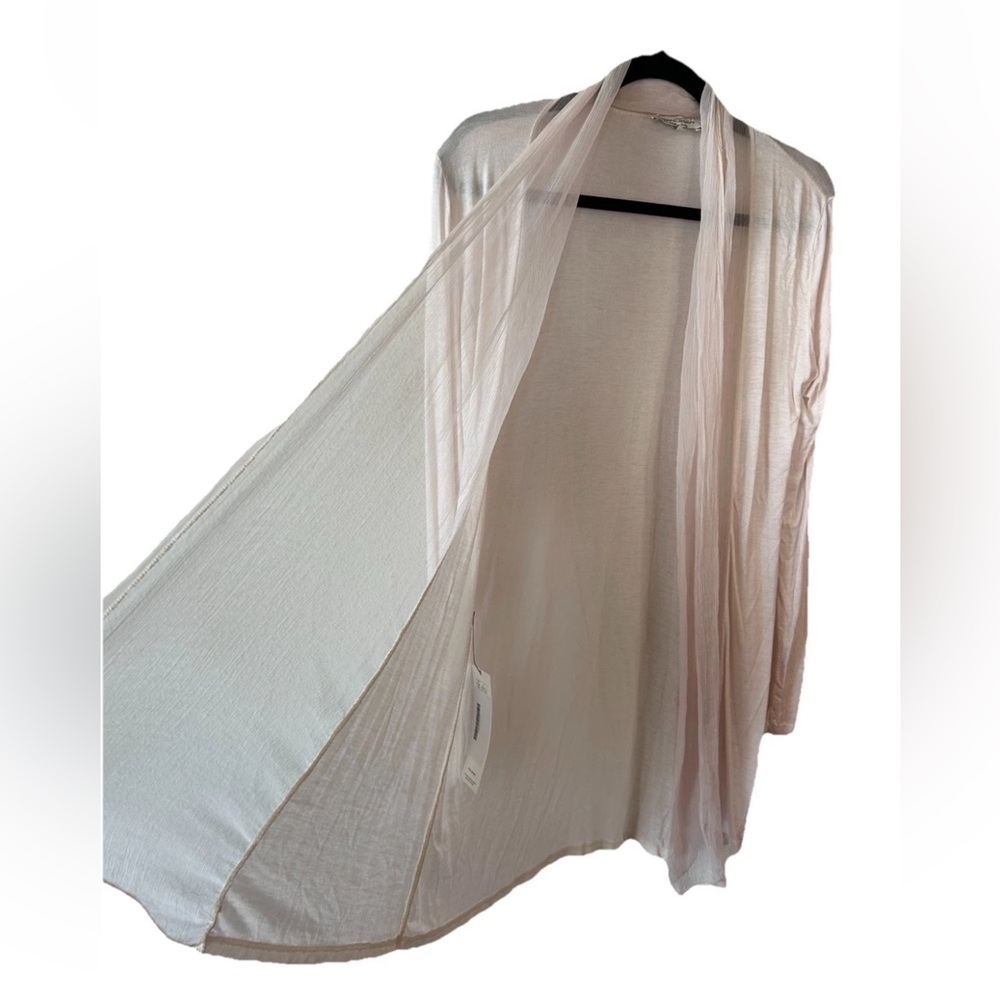 Loggia de Tessitori Italy Silk Trim Cardigan Pink Drape Open Front S